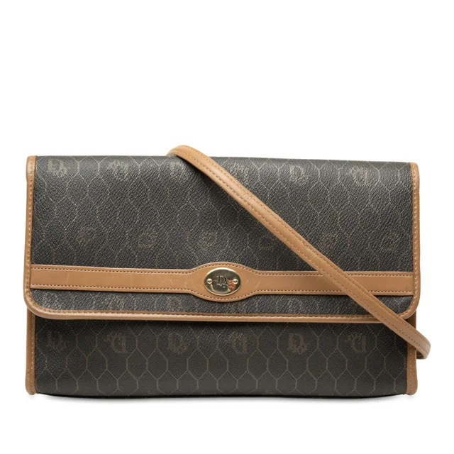 Black Dior Honeycomb Coated Canvas Crossbody in Black Coated canvas from Designer Revival