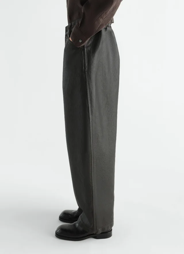 Lemaire OVERSIZED WORKWEAR PANTS IN COATED DENIM, photo 3 of 5 from SENSER
