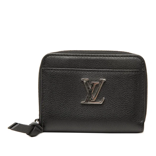 Black Louis Vuitton Calfskin Lockme Zippy Coin Purse in Black Calfskin from Designer Revival