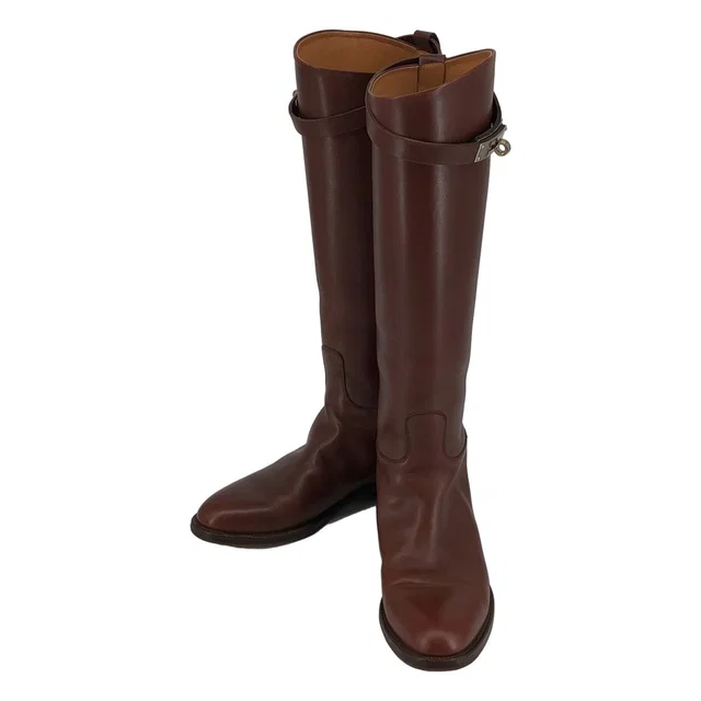 Hermès Kelly Leather Jumping Long Boots Brown in Brown Leather from The Reluxe