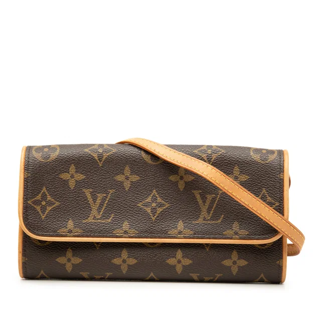 Brown Louis Vuitton Monogram Pochette Twin PM Crossbody Bag in Brown Coated canvas from Designer Revival, photo 1 of 1