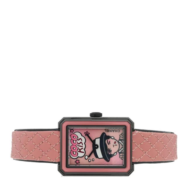 Chanel Stainless Steel Calfskin 21mm Boy-Friend Blush Quartz Watch Pink in Pink Calfskin from FASHIONPHILE, photo 2 of 6