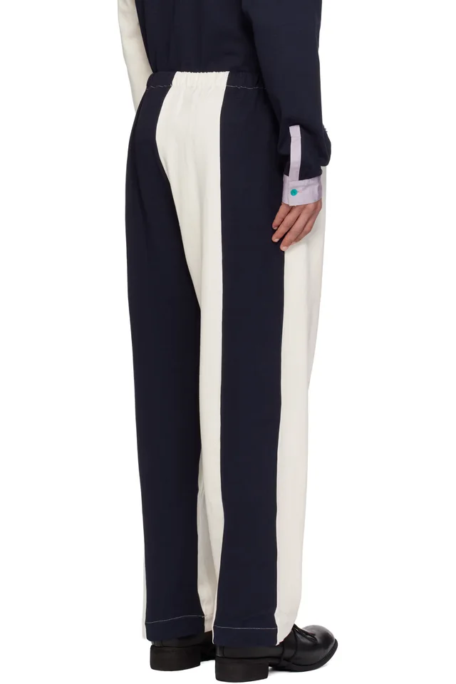 SC103 Off-White & Navy Leap Sweatpants, photo 3 of 4 from SSENSE