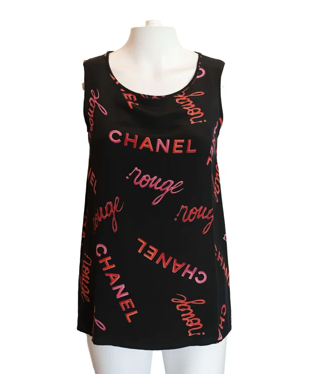 Chanel Rouge Logo Sleeveless Top Black in Black from Luxury Promise