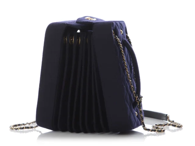 Chanel Navy Paris-Hamburg Accordion Bag in Navy Wool from Ann's Fabulous Finds, photo 3 of 10