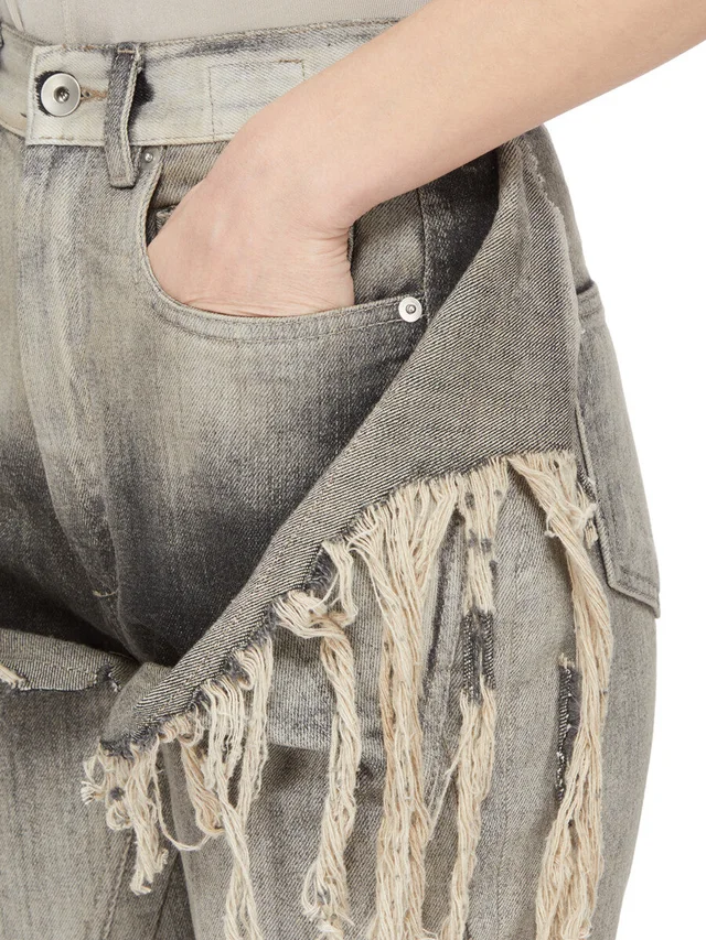 Rick Owens Drkshdw fringe-trimmed bootcut jeans, photo 5 of 7 from SENSER