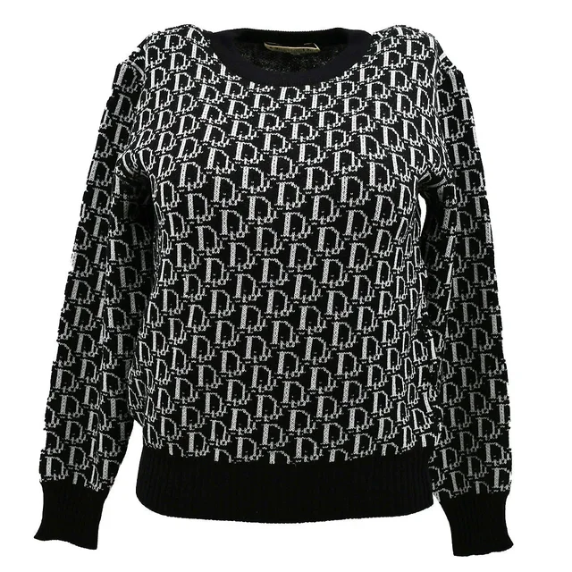 Dior Sweater Black #M in Black Wool from AMORE Vintage Tokyo