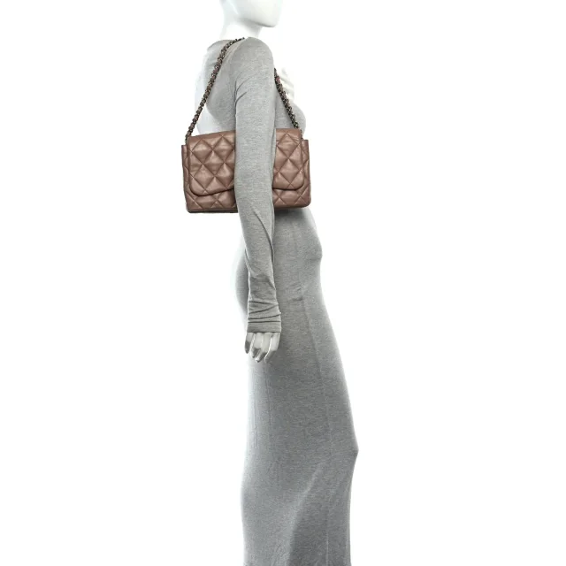 Quilted Chanel 3 Accordion Flap Bag Dark Beige in Beige Lambskin from FASHIONPHILE, photo 2 of 10