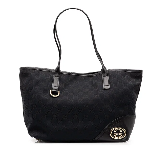 Black Gucci GG Canvas New Britt Tote in Black Canvas from Designer Revival