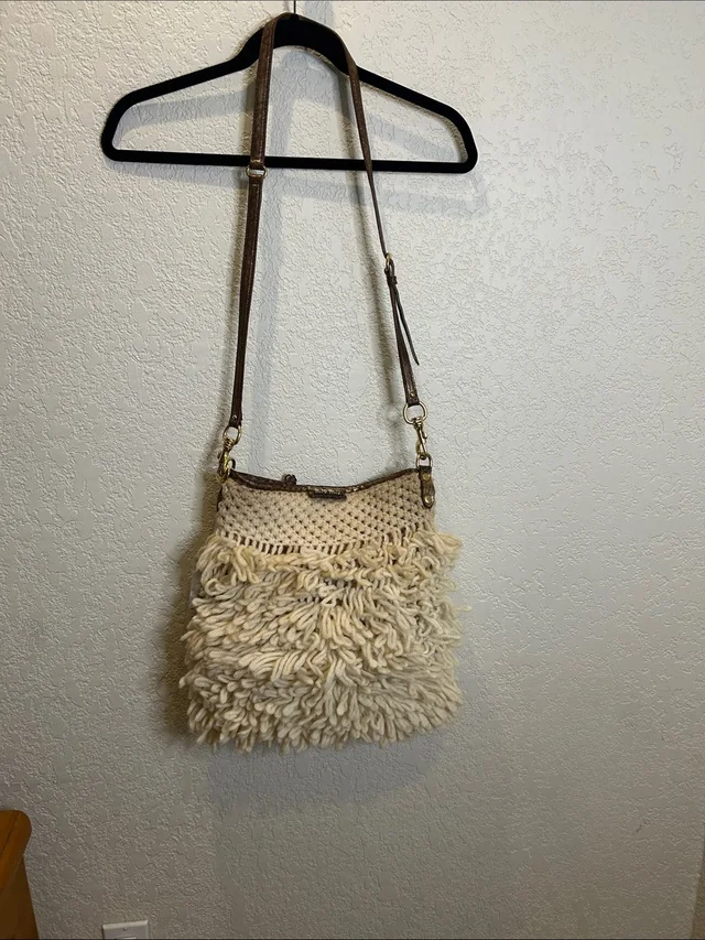 Miu Miu Vintage Rare Crochet Miu Boho Crossbody Bag in brown|red Leather from Poshmark, photo 1 of 1