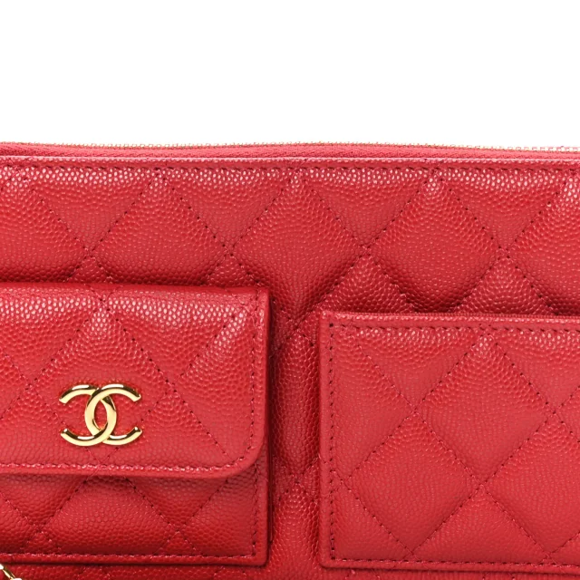 Chanel Caviar Quilted Polly Pocket Pouch Red in Red Caviar leather from FASHIONPHILE, photo 9 of 9