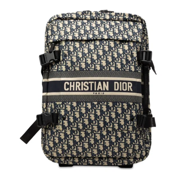 Blue Dior Small Oblique Canvas Diortravel Suitcase Travel Bag in Blue Canvas from Designer Revival