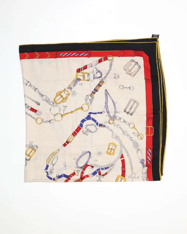 Hermès 140 Chevaux Dechaines Cashmere Silk Scarf in Silk from A Retro Tale, photo 2 of 4