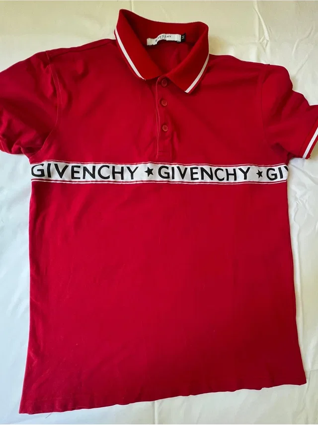 Givenchy Red Logo Stripe Polo in red|white from Poshmark