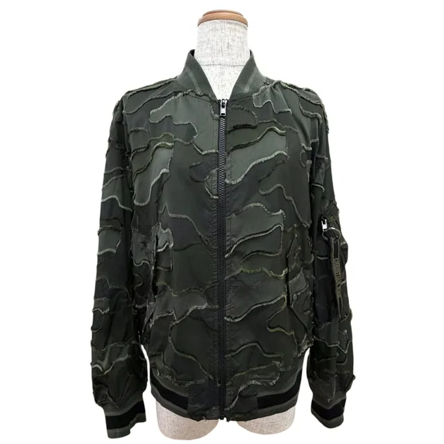 Dior Embroidery Camouflage Jacquard Bomber Jacket Khaki 42 in Green Nylon from The Reluxe