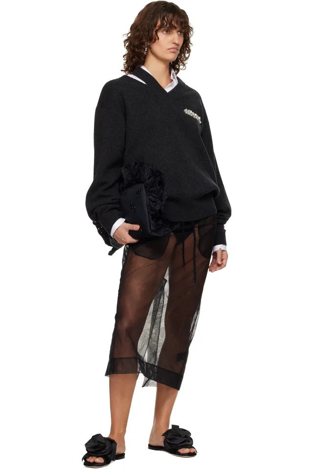 Simone Rocha Gray Merino Seam Bite Sweater, photo 4 of 4 from SSENSE