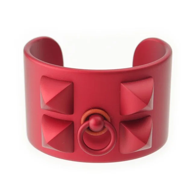 Hermès Medor Collier de Chien Aluminum Cuff Bangle Red Bracelet in Red from The Reluxe