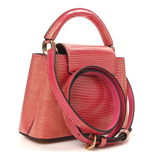 Louis Vuitton Metallic Lizard Capucines Mini Fuchsia Gold in Pink Lizard from FASHIONPHILE, photo 4 of 9