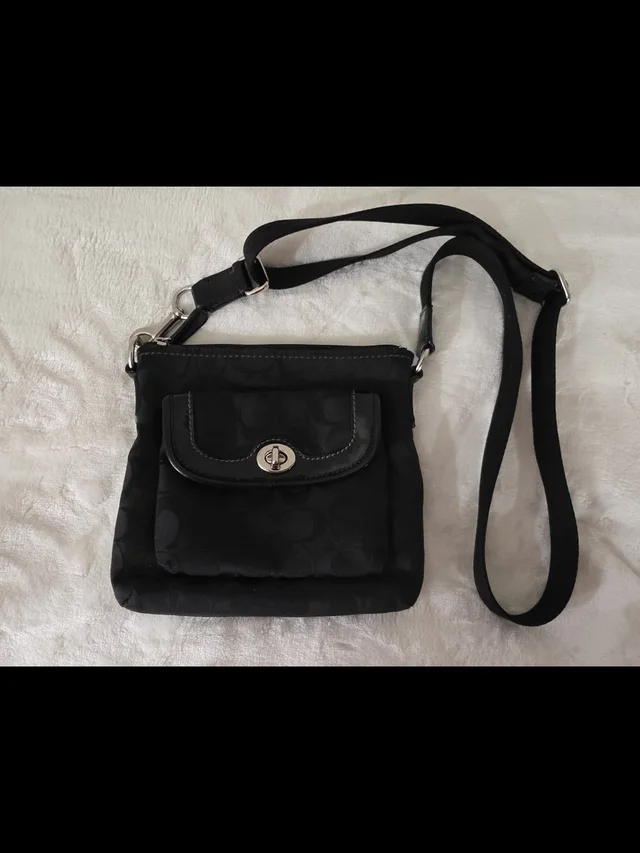 Coach Signature Jacquard Crossbody With Turnlock in black from Poshmark