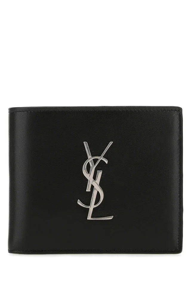 Saint Laurent Logo-Engraved Calfskin Wallet — Black in Black Calfskin from HEWI