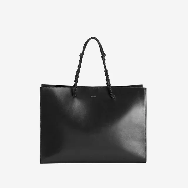 Jil Sander Hand-Knotted Leather Tote Bag — Black in Black Leather from HEWI