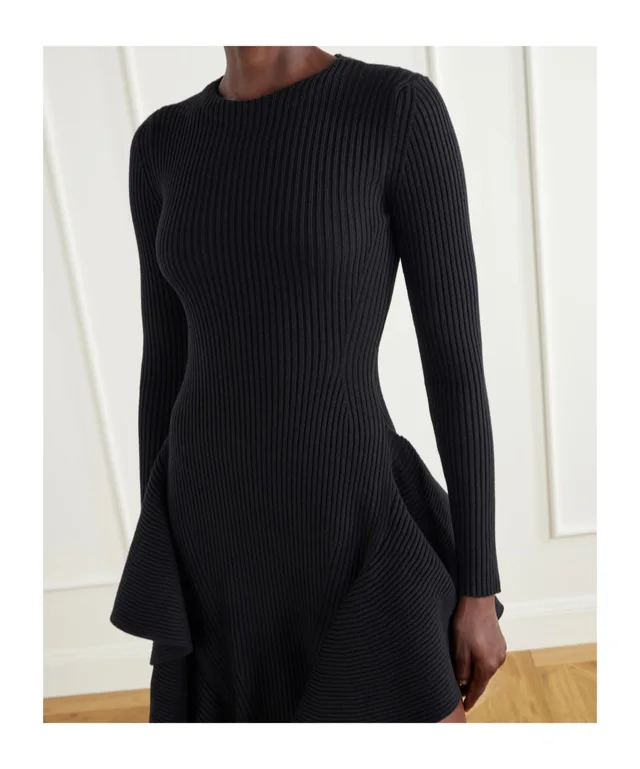 Alaia Ruffled ribbed wool-blend midi dress, photo 4 of 4 from SENSER