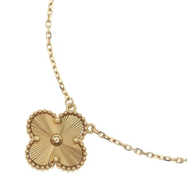 Van Cleef & Arpels Vintage Alhambra Guilloche Necklace Yellow Gold in Yellow from The Reluxe