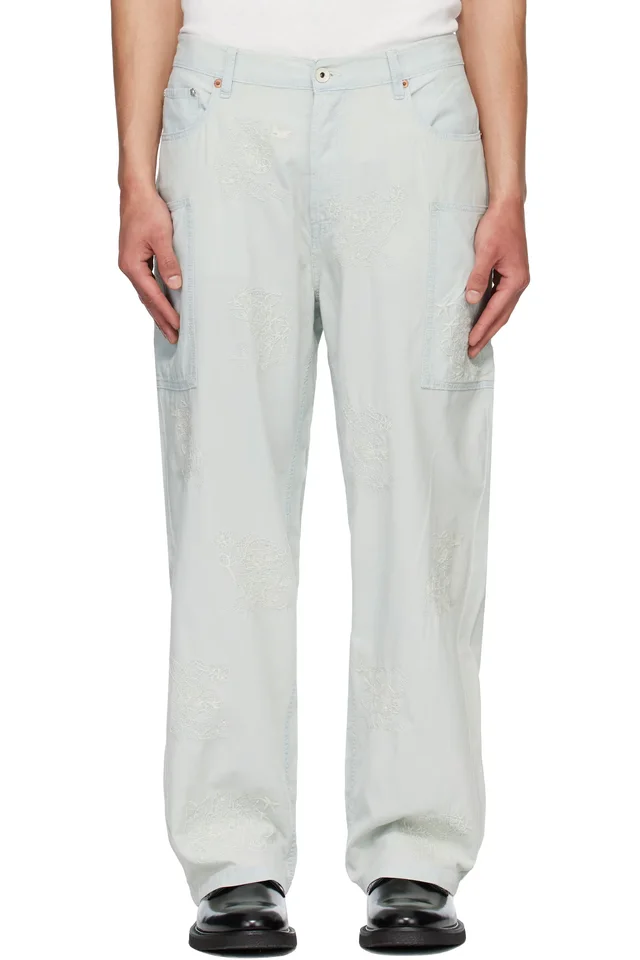 Blue Kenzo Paris 'KENZO Cartoon' Embroidered Cargo Pants, image 1 of 1 from SSENSE