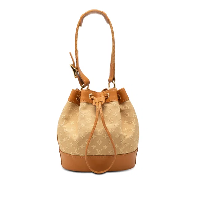 Beige Louis Vuitton Monogram Mini Lin Noelie Bucket Bag in Beige Canvas from Designer Revival