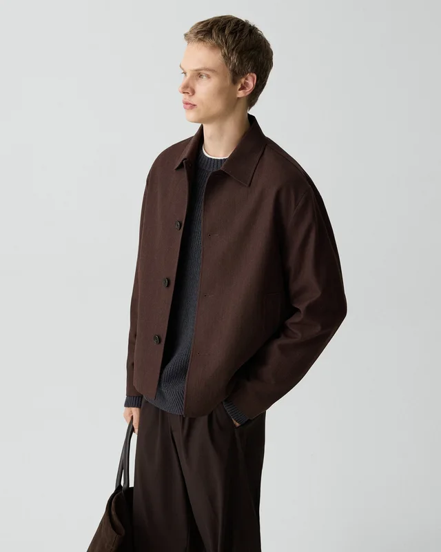 Theory Boxy Jacket in Twill Blend in ESPRESSO BEAN, photo 2 of 14 from Theory