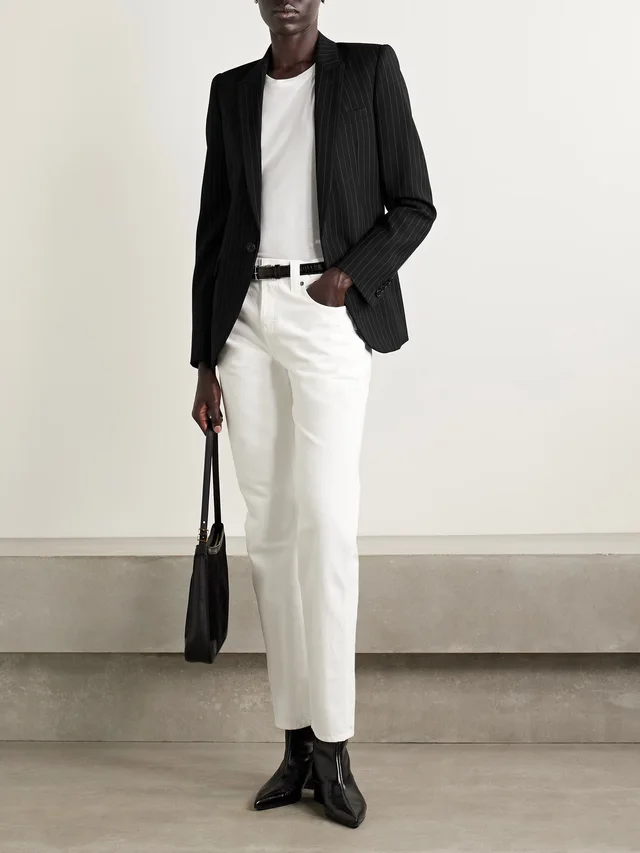 NILI LOTAN Anabel pinstriped wool-blend twill blazer in Black, photo 2 of 2 from NET-A-PORTER (Canada)