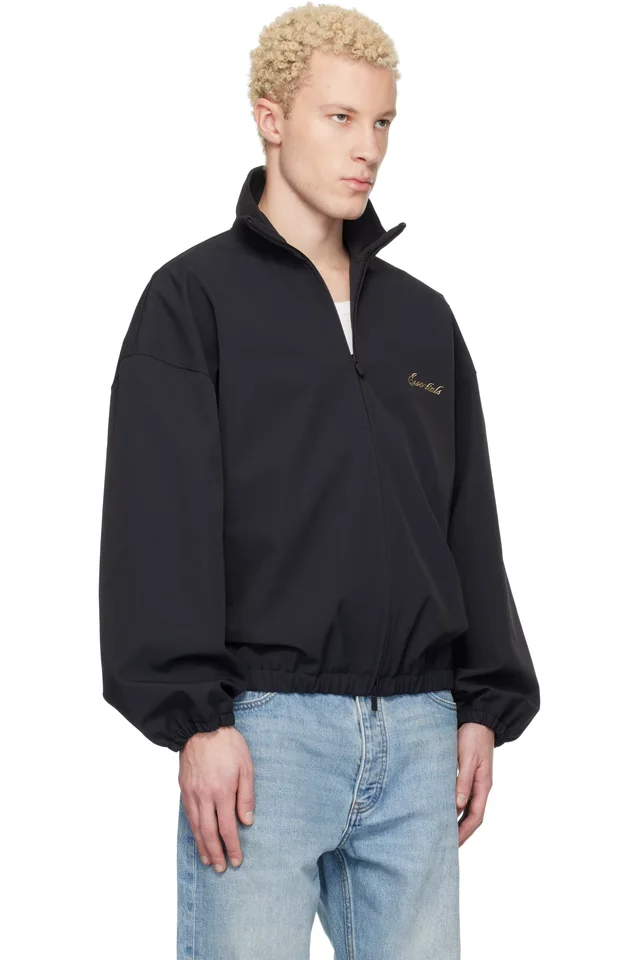 Fear of God ESSENTIALS Black Signature Full Zip Track Jacket, photo 2 of 4 from SSENSE