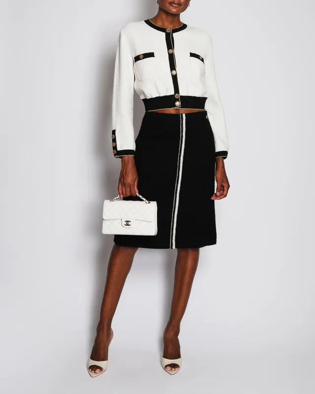 Chanel Ivory 19/C Round Neck CC Button Down Cardigan with Pocket Detail FR 40 (UK 12) in White from Sellier