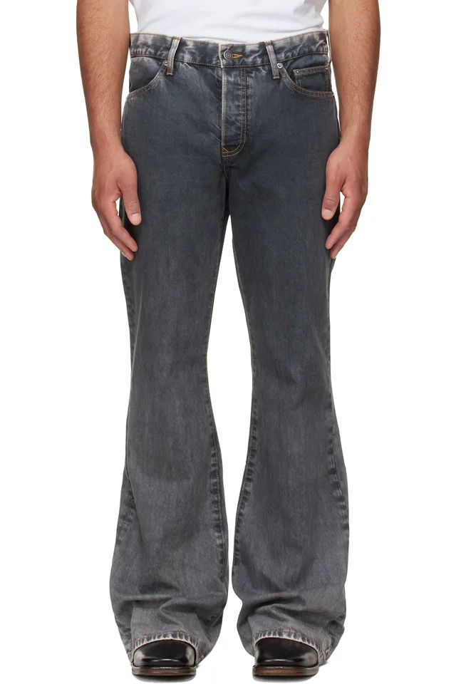 Black Jimmy Ecru Twill Flare Jeans, image 1 of 1 from SSENSE