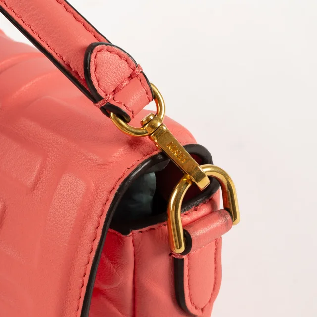 Fendi Pink FF Embossed Leather Mini Baguette Bag in Pink Leather from Labellov, photo 6 of 7