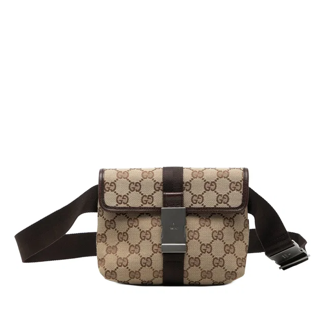 Beige Gucci GG Canvas Belt Bag in Beige Canvas from Designer Revival