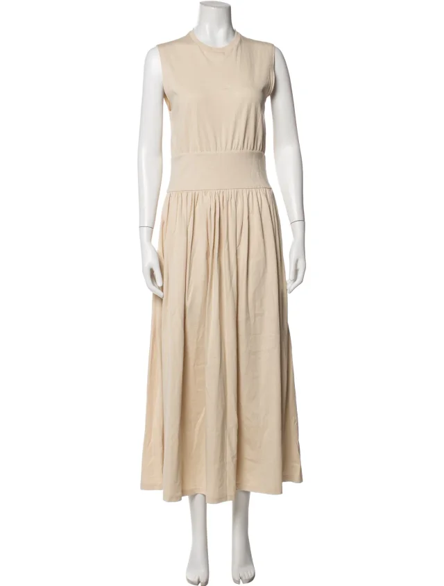 TOTEME Crew Neck Long Dress in brown|red from The RealReal