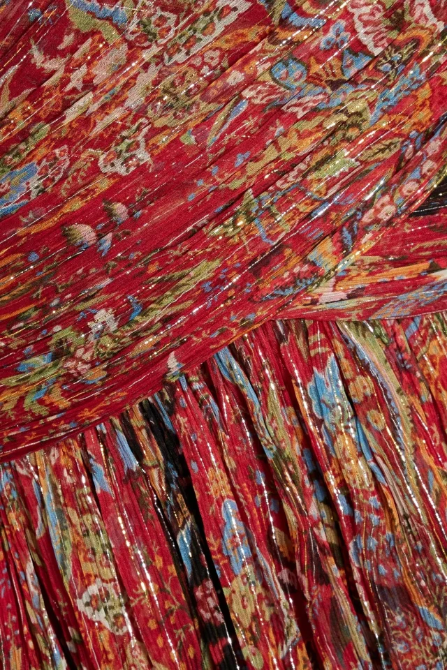 Etro Wrap-Effect Gathered Printed Silk-Crepon Blouse in Claret, photo 4 of 4 from THE OUTNET
