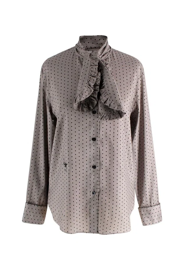 Dior Grey Polka Dot Silk Blouse in Grey Silk from HEWI