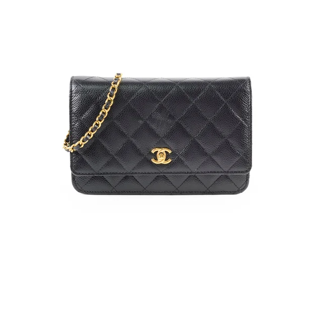 Chanel Wallet On Chain WOC Black Caviar in Black Caviar leather from The Purse Affair