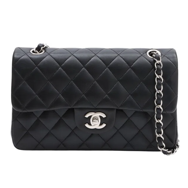 Chanel Classic Flap Chain Bag 23cm Black, circa 2009 in Black Lambskin from VINTAGE QOO TOKYO