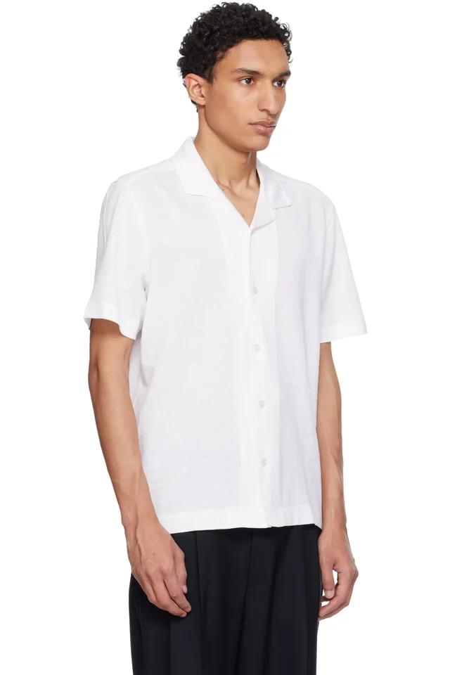 BOSS White Camp Collar Shirt, photo 2 of 2 from SSENSE