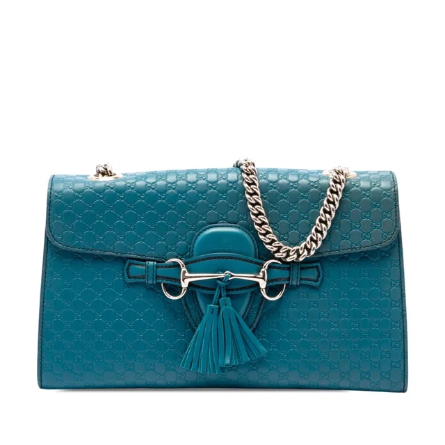 Blue Gucci Medium Microguccissima Emily Shoulder Bag in Blue Leather from Designer Revival