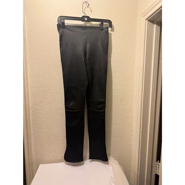 The Row Lakun Black Lambskin Leather Leggings Slit Hem Size Xs in black Lambskin from Poshmark