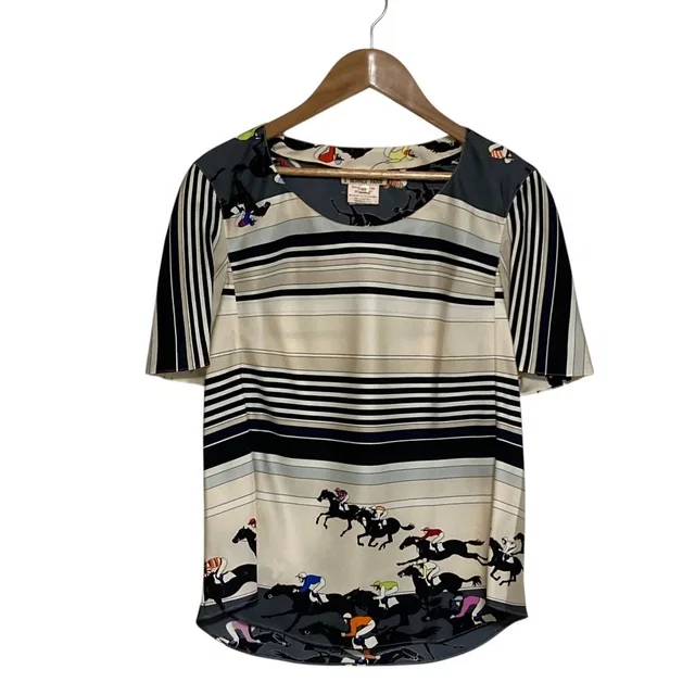 Hermès Jockey Silk T-Shirt 40 Beige in Beige Silk from The Reluxe