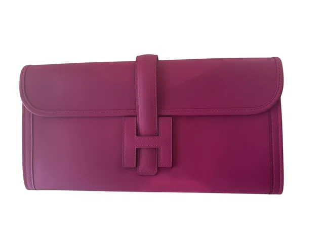 Hermès Pink Jige Elan Clutch Evercolor - Full Set in Pink from Luxury Promise