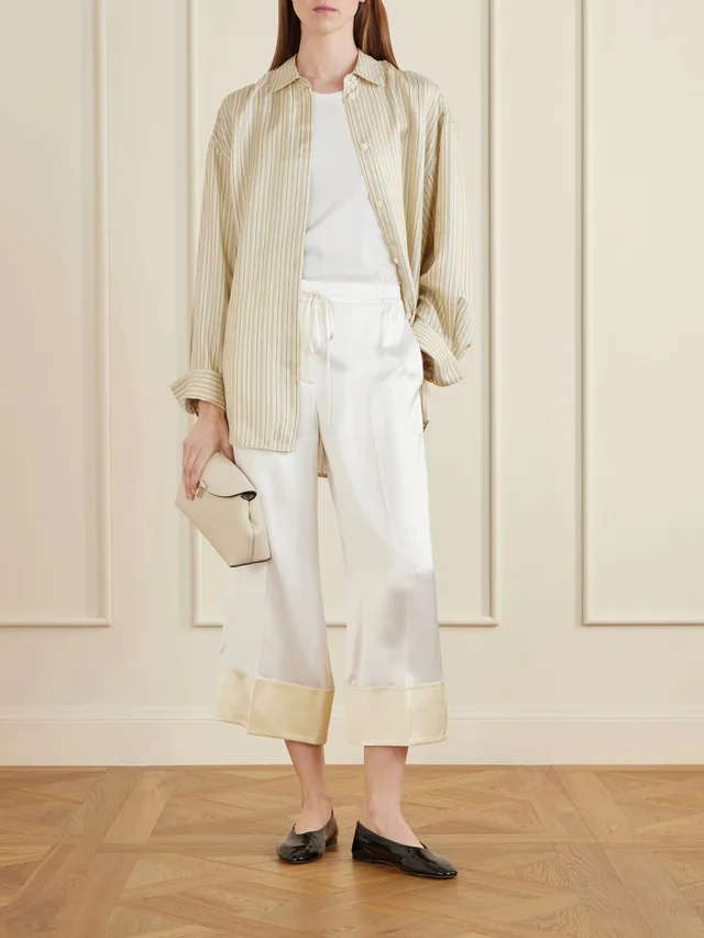 TOTEME Drawstring wide-leg satin pants in White, photo 2 of 2 from NET-A-PORTER (Canada)