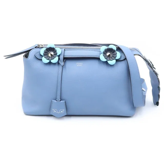 Fendi by the Way Medium Leather 2-Way Bag Silver Blue in Blue Leather from The Reluxe