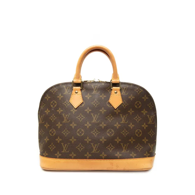 Brown Louis Vuitton Monogram Alma PM Handbag in Brown Coated canvas from Designer Revival