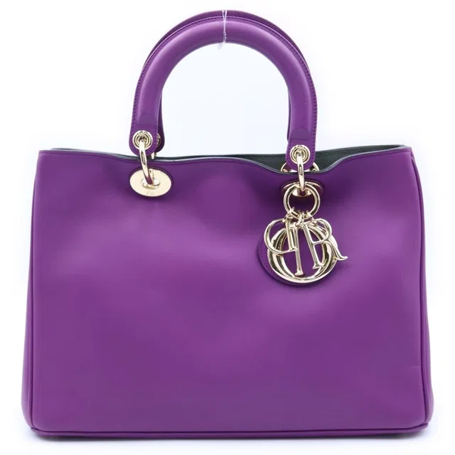 Dior Diorissimo 2-Way Shoulder Bag Leather Purple Silver in Purple Leather from The Reluxe